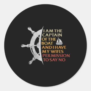 Motor Boat Captain Sail Pontoon Boating Sailor Fun Classic Round Sticker