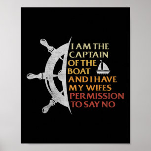 Motor Boat Captain Sail Pontoon Boating Sailor Fun Poster