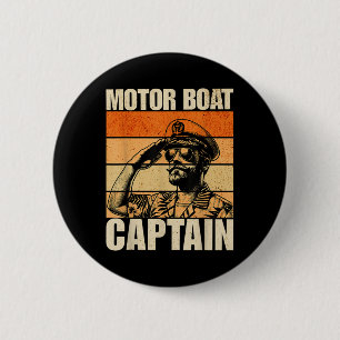 Motor Boat Captain Vintage Retro Funny 6 Cm Round Badge
