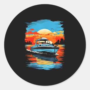 Motor boat yacht cruise summer boating  classic round sticker