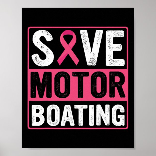 Motor Boating Breast Cancer Pink Ribbon  Poster (Front)