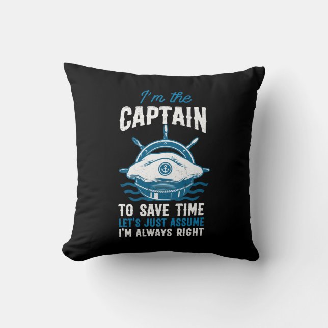 Motor Boating I'm The Captain Hat Cushion (Front)