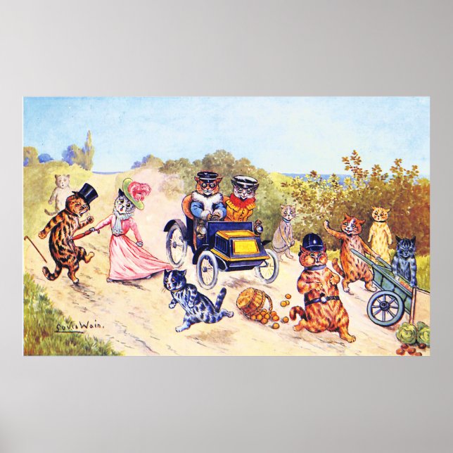 Motor Car Cats Louis Wain Poster (Front)