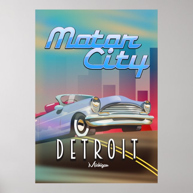 Motor City Detroit Michigan travel poster. Poster (Front)
