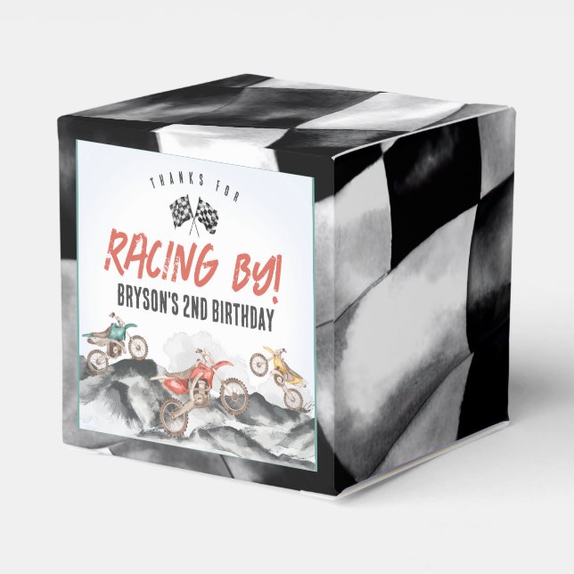 Motor Dirt Bike Adventure Outdoor Birthday Party  Favour Box (Back Side)