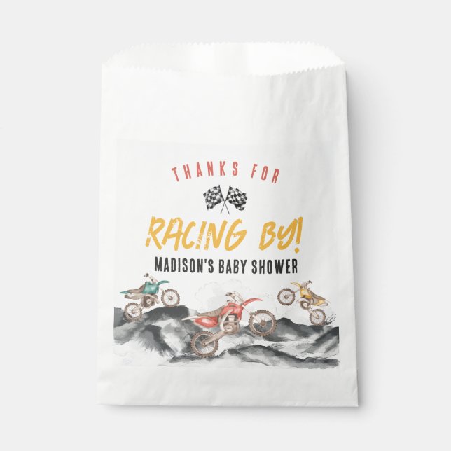 Motor Dirt Bike Baby Shower Favour Bag (Front)