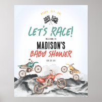 Motor Dirt Bike Boy Baby Shower Welcome Sign