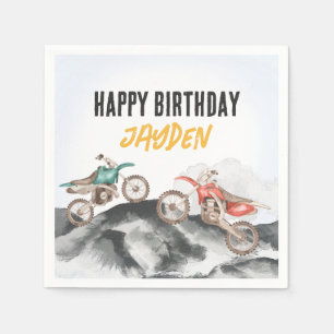 Motor Dirt Bike Fast One 1st birthday party Napkin