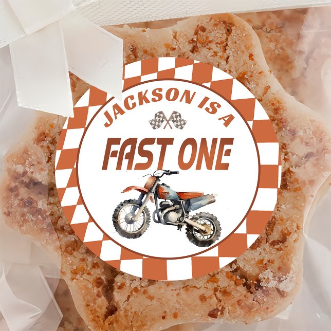 Motor Dirt Bike Fast One 1st Birthday Sticker (Creator Uploaded)