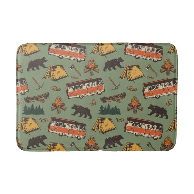 Motor Home Camp Adventures Pattern Bath Mat (Front)