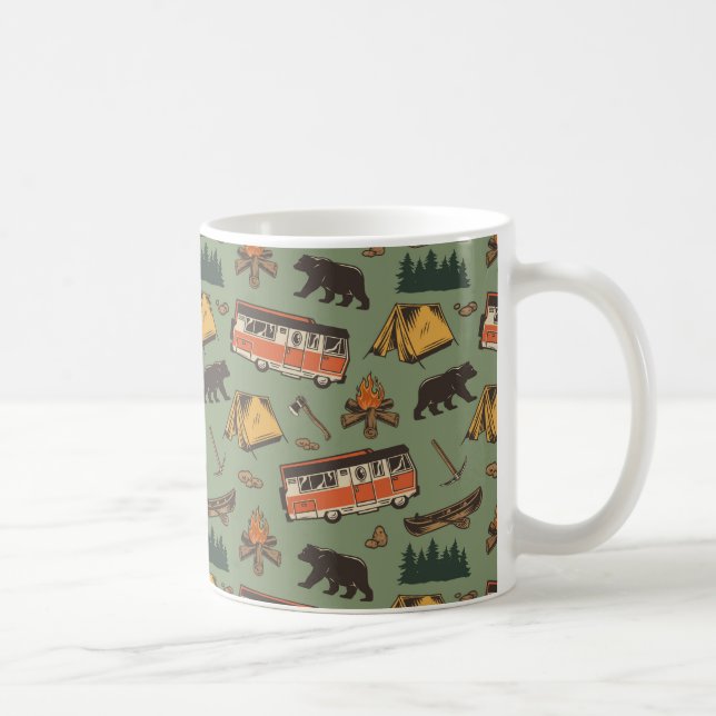 Motor Home Camp Adventures Pattern Coffee Mug (Right)