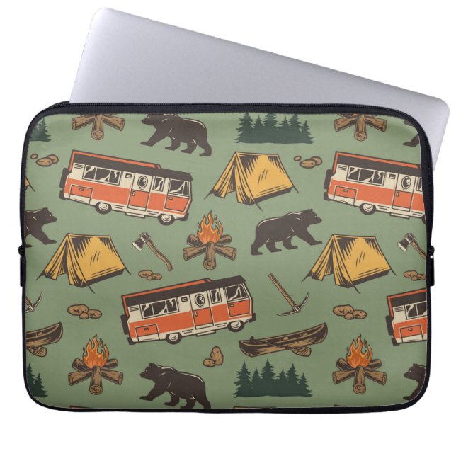 Motor Home Camp Adventures Pattern Laptop Sleeve (Front)