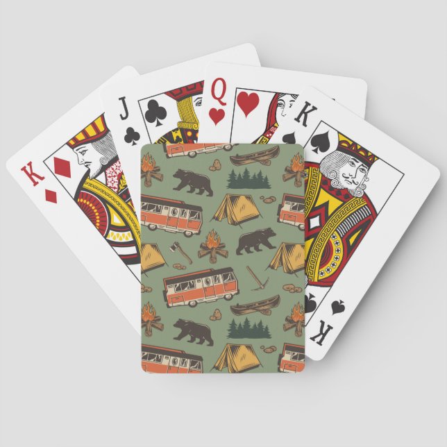 Motor Home Camp Adventures Pattern Playing Cards (Back)