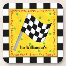 Motor Race Fan Chequered Flag Name Personalised