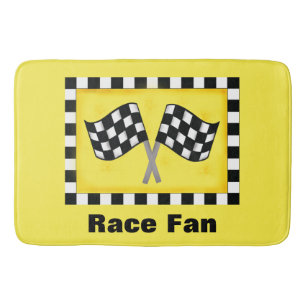 Motor Racing Black White Chequered Flag Custom Bath Mat