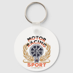 Motor Racing is My Sport, Vintage Racing Retro Key Ring