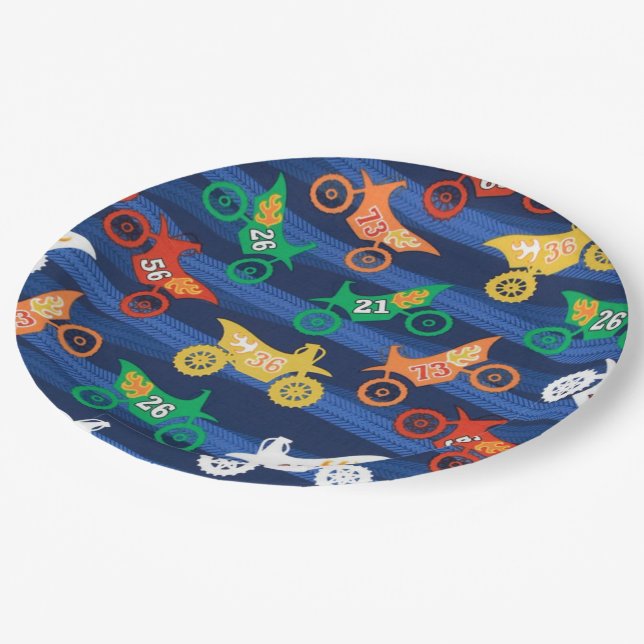 Motorama Dirt Bikes Paper Plate (Angled)