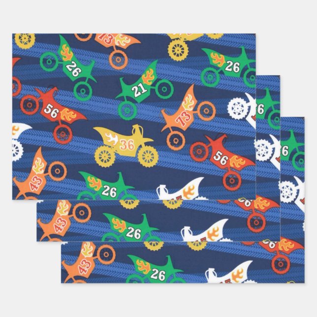 Motorama Dirt Bikes Wrapping Paper Sheet (Set)
