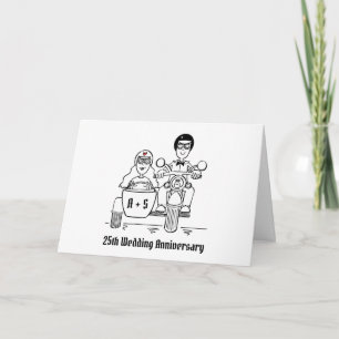 Motorbike and Sidecar Wedding Anniversary Card
