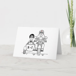Motorbike and Sidecar Wedding Card