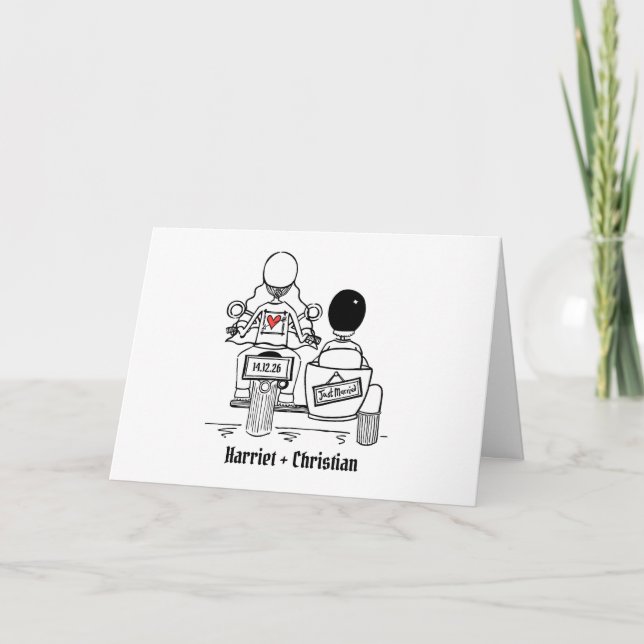 Motorbike and Sidecar Wedding Card (Front)