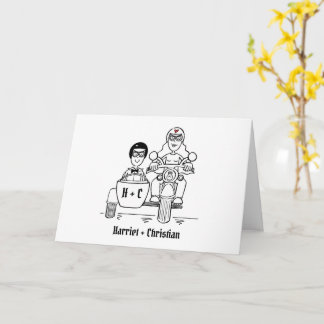 Motorbike and Sidecar Wedding Card