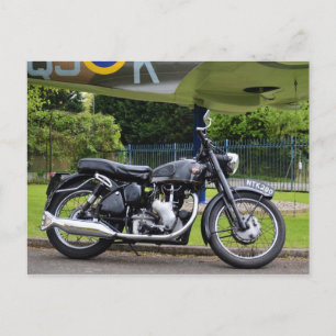 Motorbike And Spitfire Postcard