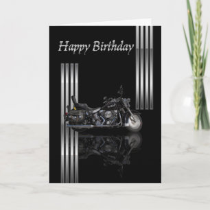 Motorbike Birthday Card Metallic