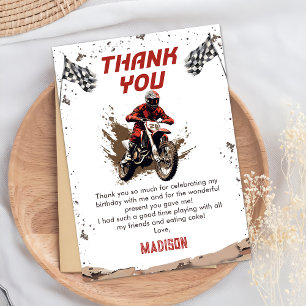Motorbike Dirt Bike Birthday Thank You Card