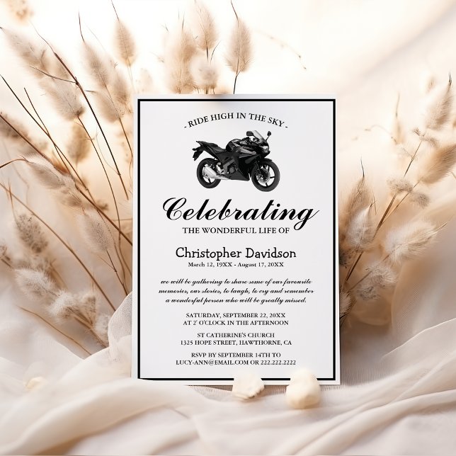 Motorbike Funeral | Celebration of Life Sympathy Invitation (Creator Uploaded)