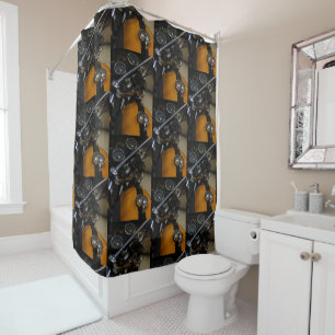 Motorbike Motorcycle Biker Rider Pattern Shower Curtain
