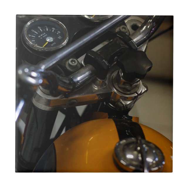 Motorbike Motorcycle Biker Rider Tile (Front)