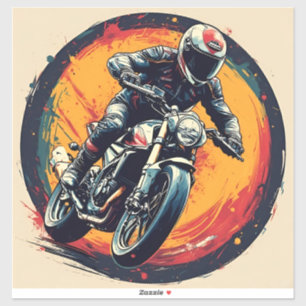 Motorbike Racer Navigating Intense Turn with Energ