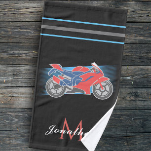 Motorbike Racing Motorcycle Initial & Name Sports  Hand Towel
