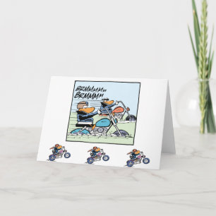 Motorbike Riders Cartoon Greeting Card