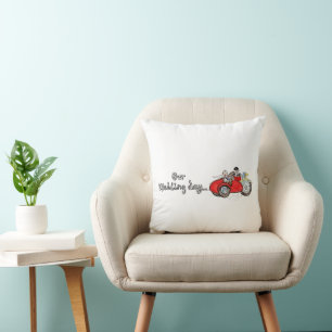 Motorbike & Sidecar Bride and Groom Wedding Cushion