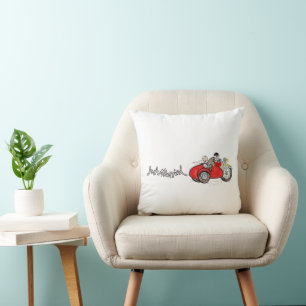 Motorbike & Sidecar Bride and Groom Wedding Cushion