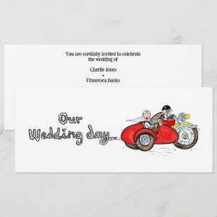 Motorbike & Sidecar Wedding  Invitation