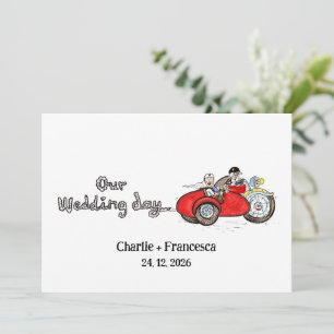 Motorbike & Sidecar Wedding  Invitation
