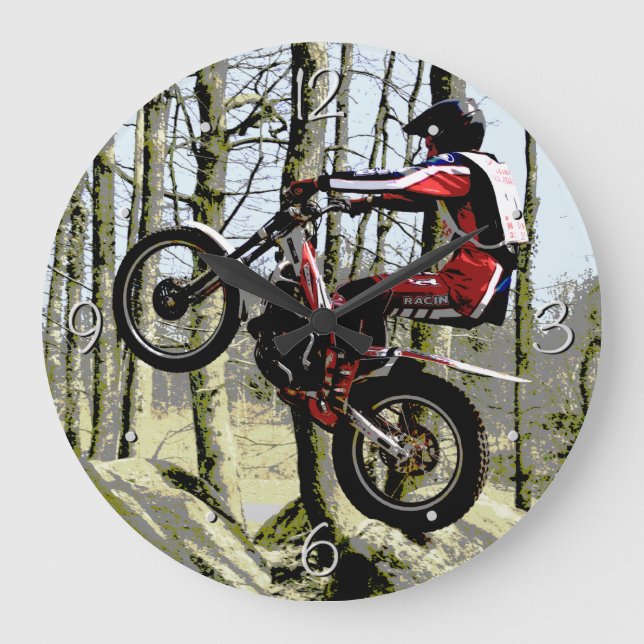 Motorbike trials rider large clock (Front)
