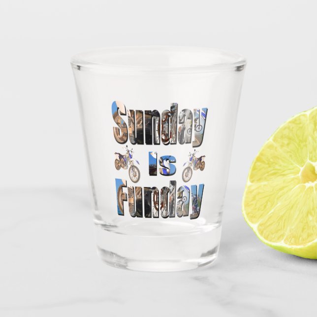 Motorbikes Sunday Is Funday, Shot Glass (Front)
