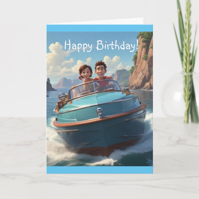 Motorboat Birthday Card (Front)