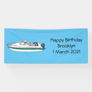 Motorboat cartoon illustration banner