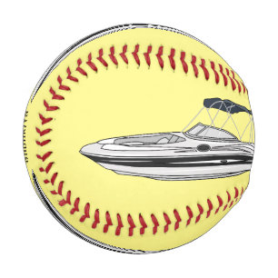Motorboat cartoon illustration baseball