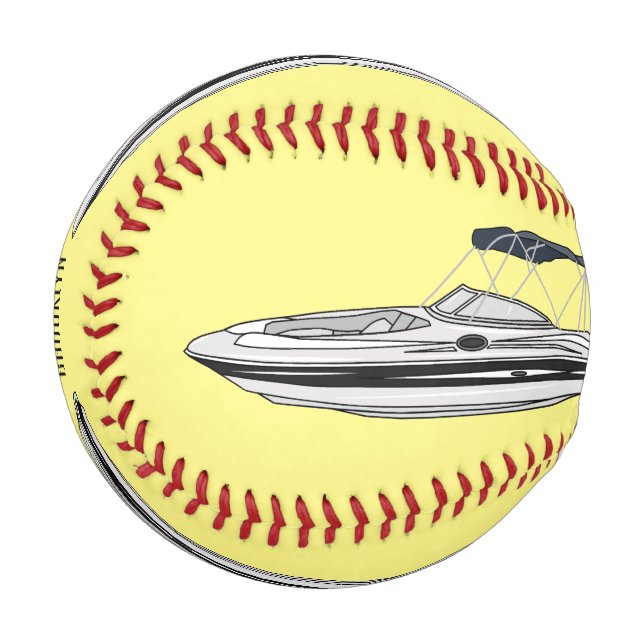 Motorboat cartoon illustration baseball (Front Left)