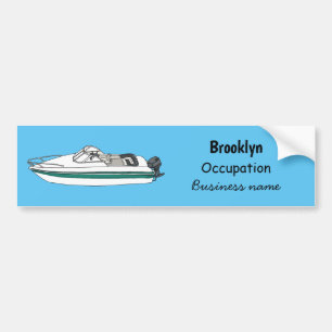 Motorboat cartoon illustration bumper sticker