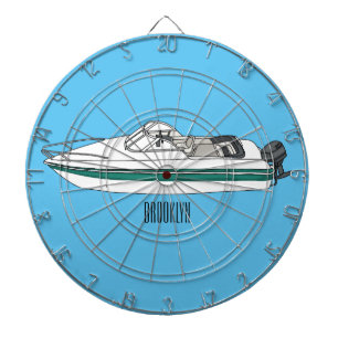 Motorboat cartoon illustration dartboard