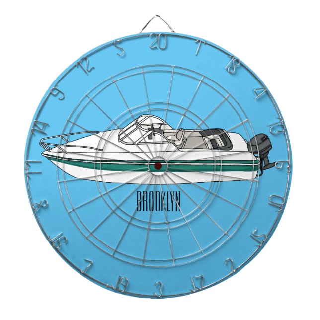 Motorboat cartoon illustration dartboard (Front)