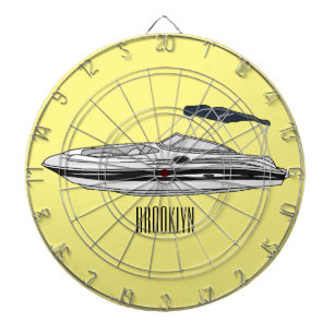 Motorboat cartoon illustration dartboard