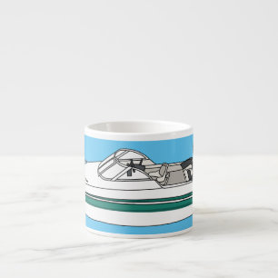 Motorboat cartoon illustration espresso cup